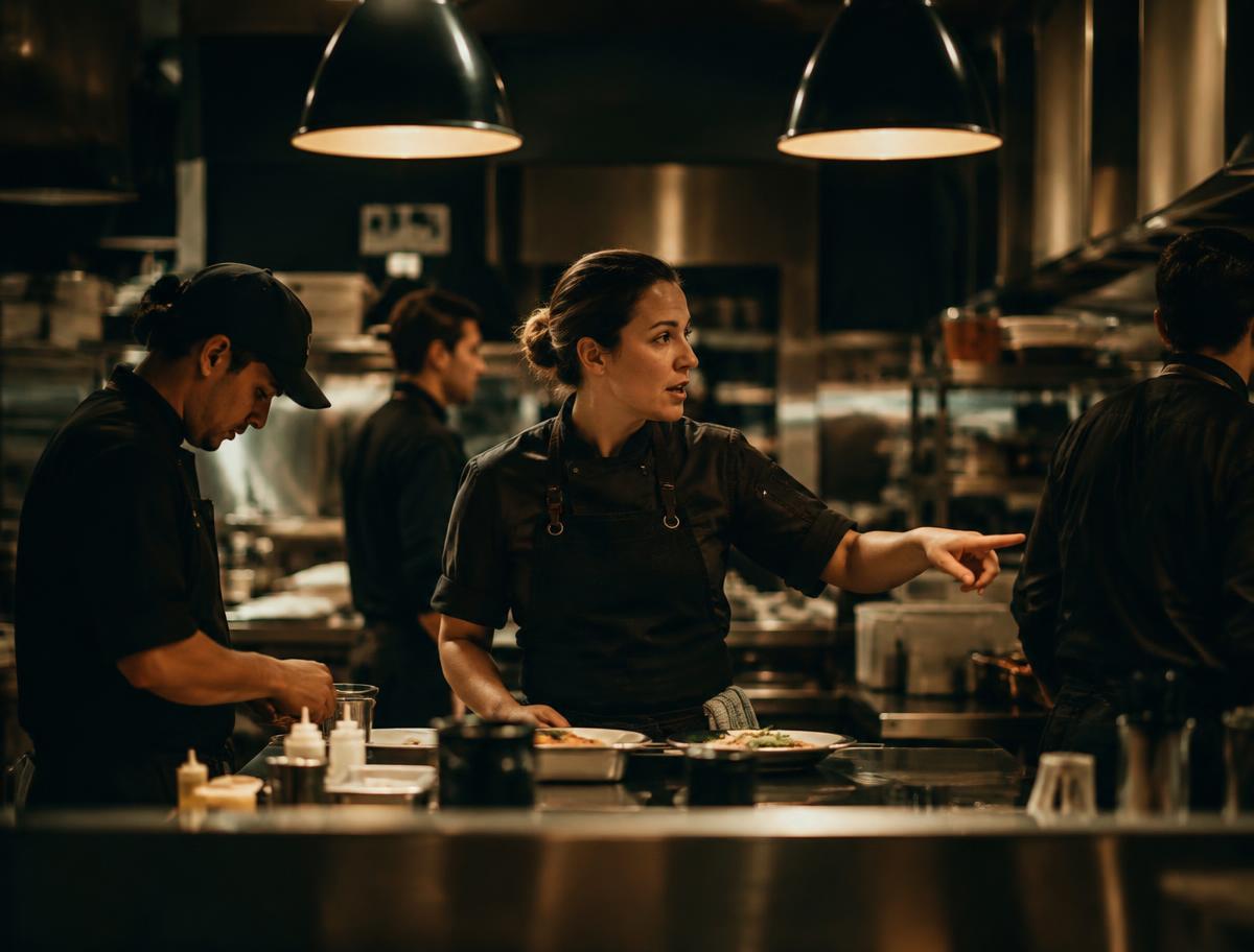 Équipe de restauration en plein service